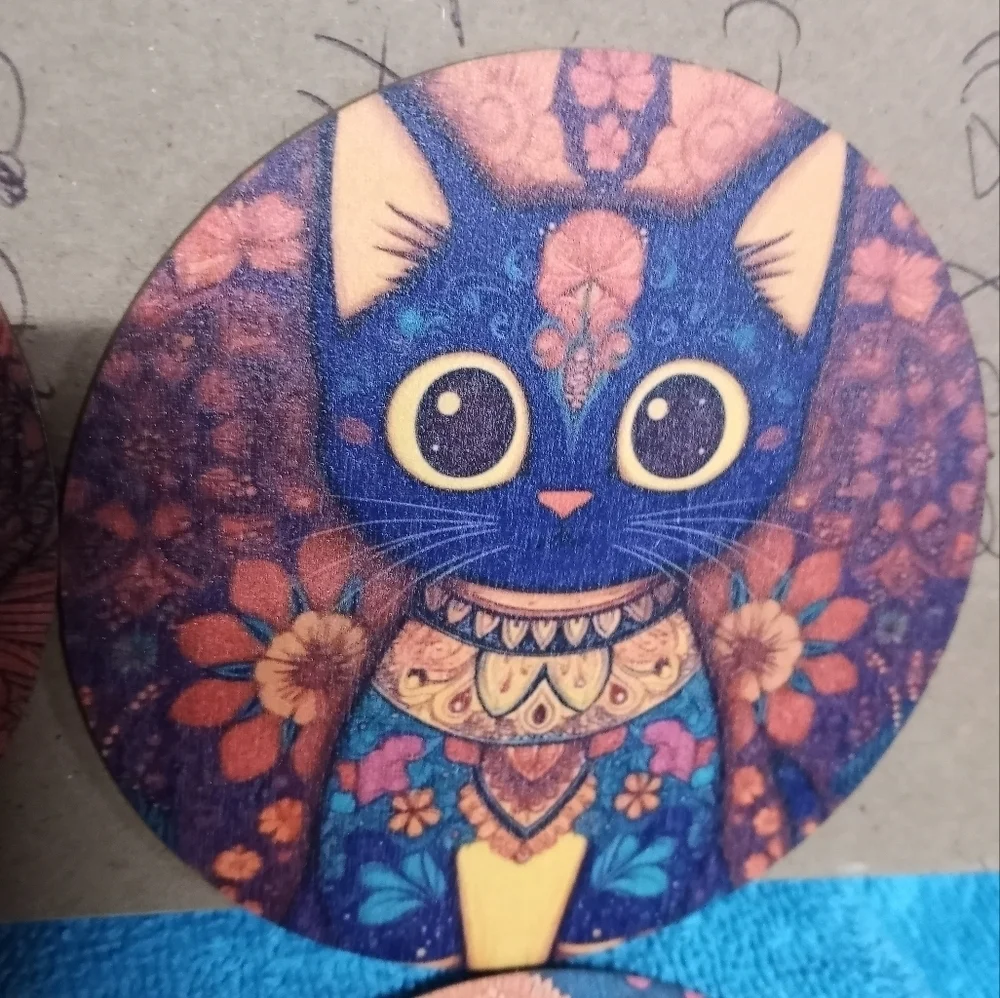 Cute Cat Coasters Set Of 6